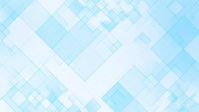 Light blue geometric square grid pattern with soft gradient and clean technology style, abstract digital background loop, minimal bright motion, 4K 60fps.