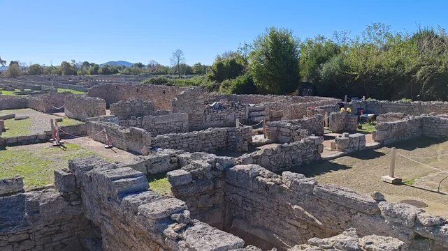 The ancient Greek temple of Hera in Paestum, Italy. Famous archaeological site of Paestum, Magna Graecia, ancient ruins.