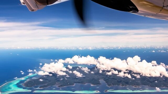Bora Bora Island, French Polynesia. Aerial view of the island.