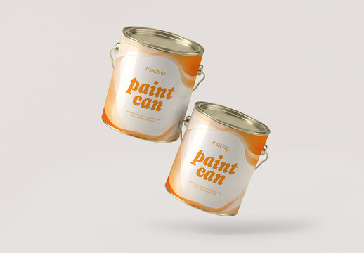 Realistic Paint Tin Bucket Mockup