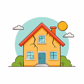 Cracked House Illustration