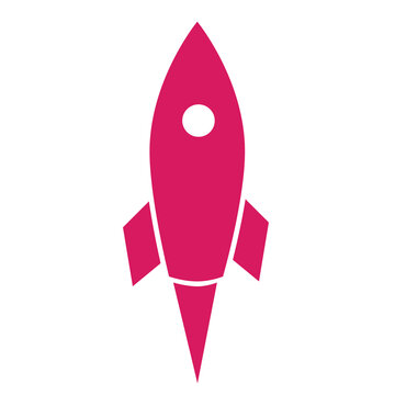 Magenta Rocket Icon, symbol PNG, Isolated on Transparent Background