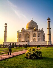 Fototapeta premium A majestic white marble mausoleum with a large central dome
