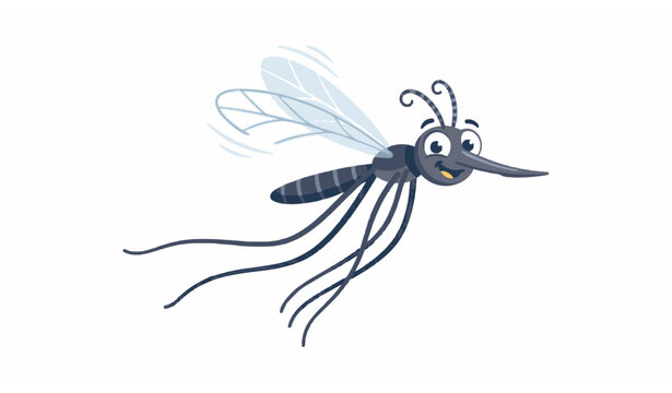 Funny mosquito cartoon vector illustration isolated on white background in modern flat style