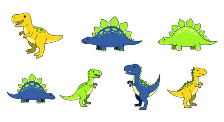 Cute Cartoon Dinosaurs Collection: T-Rex, Stegosaurus, Triceratops © umi