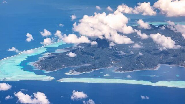 Bora Bora Island, French Polynesia. Aerial view of the island.
