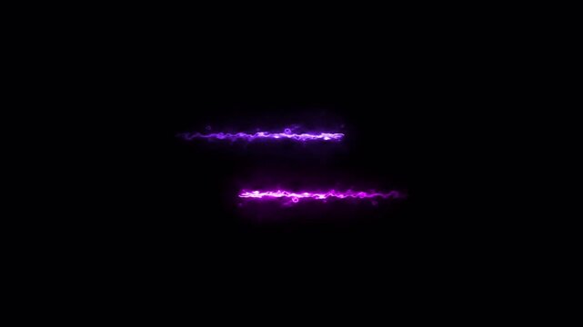 double horizontal purple neon saber light streaks with glowing plasma energy isolated on black background futuristic abstract motion graphic 4k video