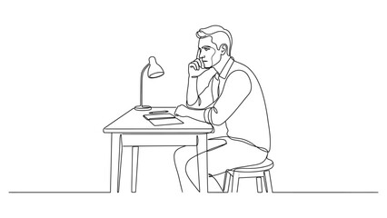 Fototapeta premium A man sitting at a desk working on a laptop.