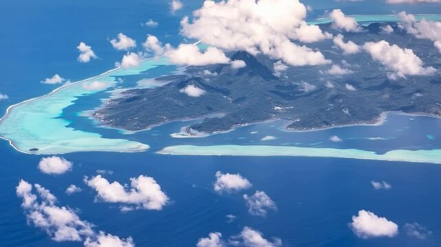 Bora Bora Island, French Polynesia. Aerial view of the island.