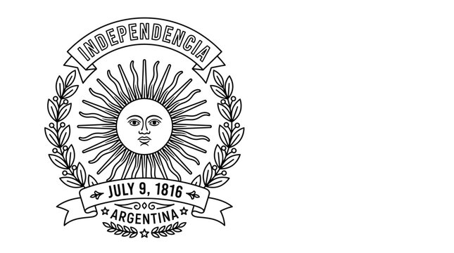 Argentina Independence Day vintage emblem with sun of may.