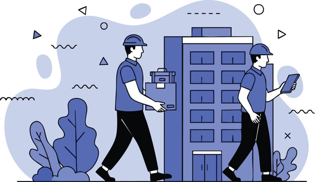 Workers leaving office with belongings after losing their job