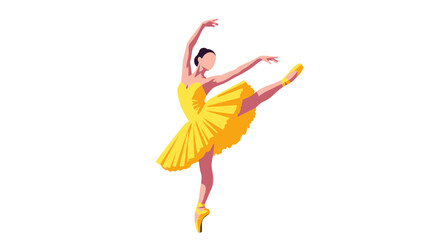 Elegant Ballerina in Yellow Tutu Dancing Gracefully on White Background © aa