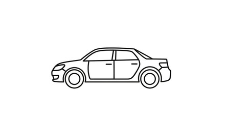 Fototapeta premium Outline drawing of a sedan car isolated on white background vector illustration