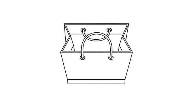 Open shopping bag illustration isolated on white background for commerce