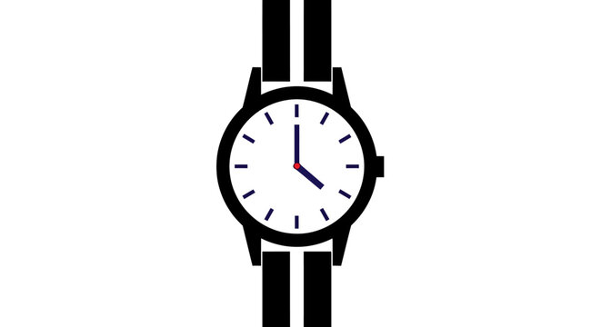 Minimalist wristwatch illustration on white background for timekeeping concepts