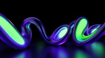 Obraz premium Fluid shapes, vibrant colors, glossy surface. Abstract design, smooth curves, dark background creates dramatic effect. Modern aesthetic.