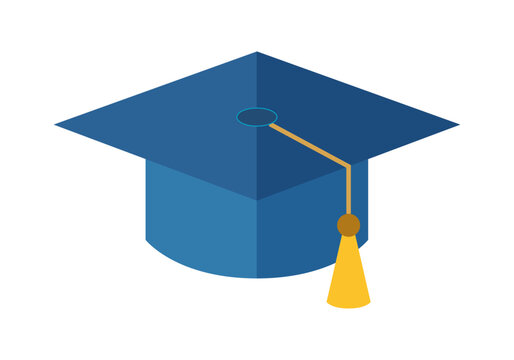 Birrete de graduaci&oacute;n en tonos azules con borla dorada