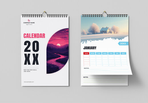 Calendar Design with Seasonal Photo