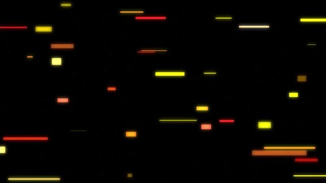 Vibrant digital glitch data corruption animation on black background with horizontal moving elements