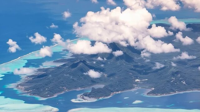 Bora Bora Island, French Polynesia. Aerial view of the island.