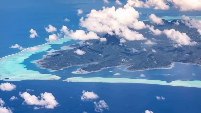 Bora Bora Island, French Polynesia. Aerial view of the island.