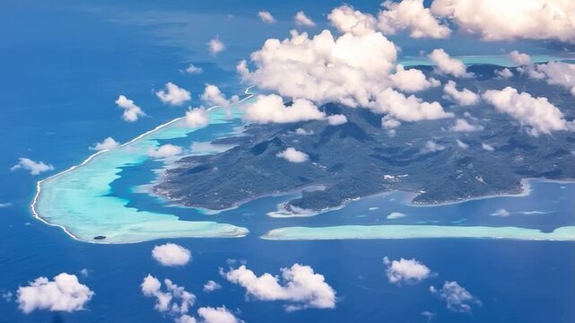 Bora Bora Island, French Polynesia. Aerial view of the island.