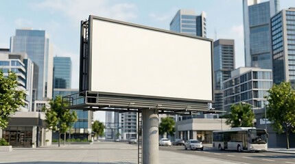 Obraz premium Large blank outdoor billboard advertising mockup in a modern city street environment