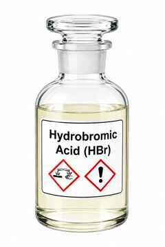 Vector illustration of hydrobromic acid in acid bottle for lab