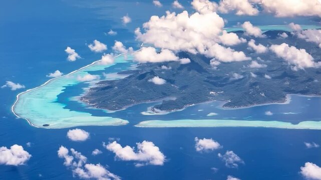 Bora Bora Island, French Polynesia. Aerial view of the island.