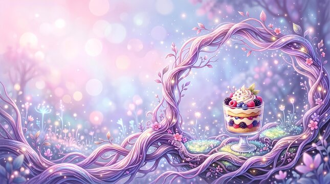 An imaginary scene : "A delicious-looking dessert that appeared in the world of dreams&rdquo;
