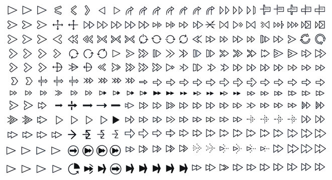 Arrow icons set directional navigation elements