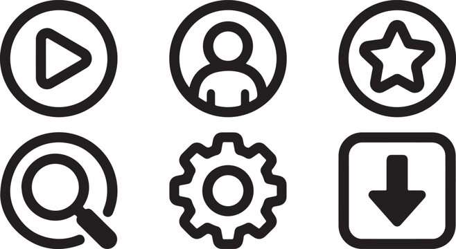 User interface and application navigation buttons including play settings and download.