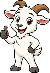 Fototapeta premium Cute Cartoon Goat Mascot Character Showing Thumbs Up