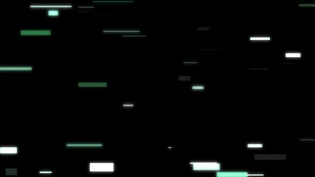 Modern digital data stream with flickering glitch lines and blocks moving horizontally in seamless loop animation