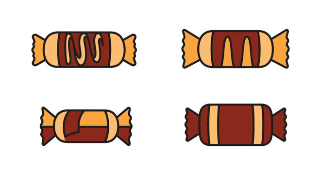 candy bar Line art vector set clean colorful pattern illustration