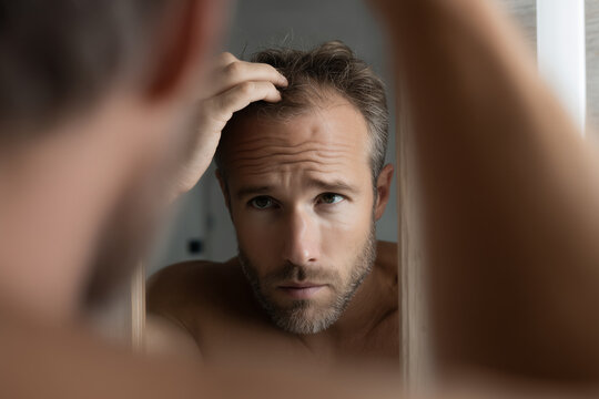 Man Checking Hair Loss