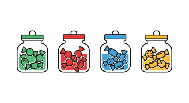 candy jar Line art vector set modern abstract minimal illustration