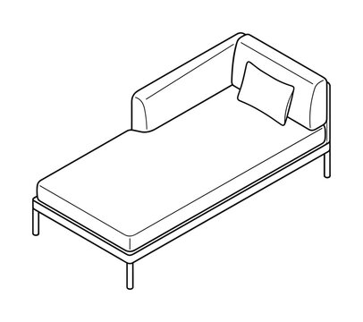 Vector illustration of a sleek daybed couch with a minimalist aesthetic.