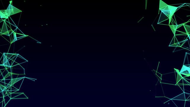 光る三角形のネットワークアニメーション　ループ　背景　動画素材　緑
