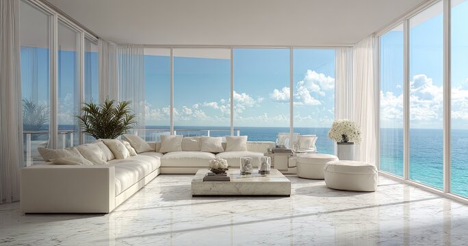 Luxurious living room with panoramic ocean views