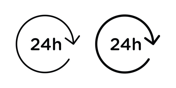 24 hours icon on white background.
