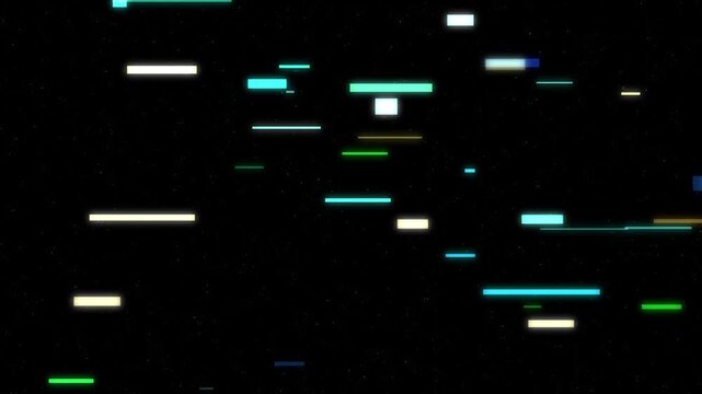 Modern digital data stream animation with colorful glitching lines and particles creating futuristic tech motion