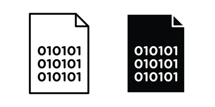 Binary code icon on white background.