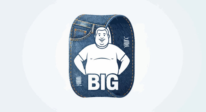 Character illustration of a man framed by denim texture