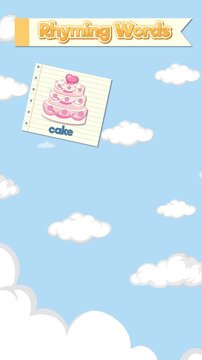 Educational Rhyming Words Animation with Cake Lake Snake and Steak