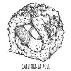 Salmon Maki Sushi Roll Vintage Engraving Vector Illustration Detailed Hand Drawn Japanese Food For Asian Restaurant Menu And Seafood Branding © Aglonema