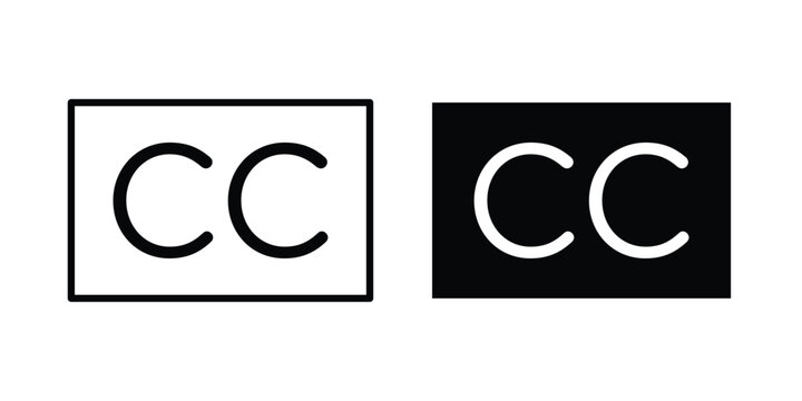 Closed caption icon on white background.