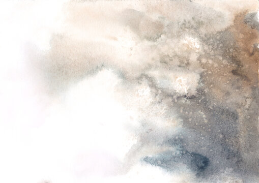 Abstract Misty Watercolor Background with Muted Blue and Earthy Tones
