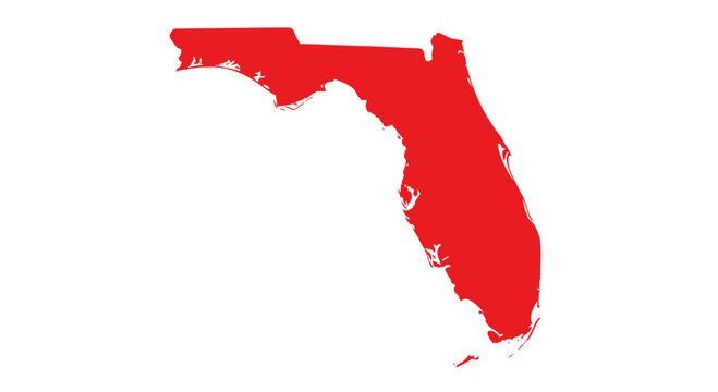 Red Outline Map of Florida State, USA