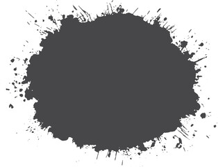 Fototapeta premium Large dark gray ink splatter with rough edges and droplets